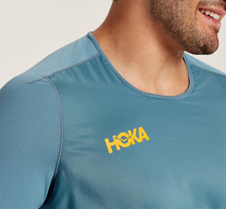 Hoka One One Wind Top Herr - Blå - YNLOJ-0137